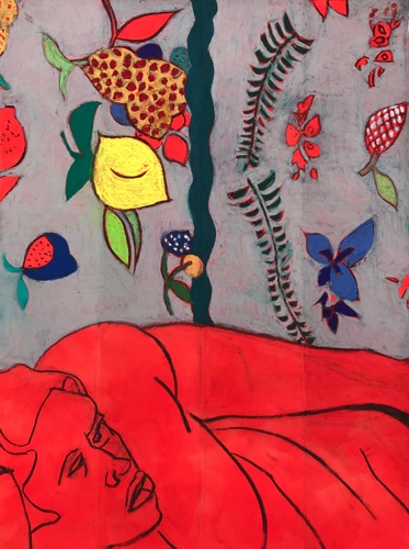 Jo-Lisa's Daydream;
watercolor charcoal oil pastel on paper, 24 x 18" Jo-Lisa's Daydream;
watercolor charcoal oil pastel on paper, 24 x 18"